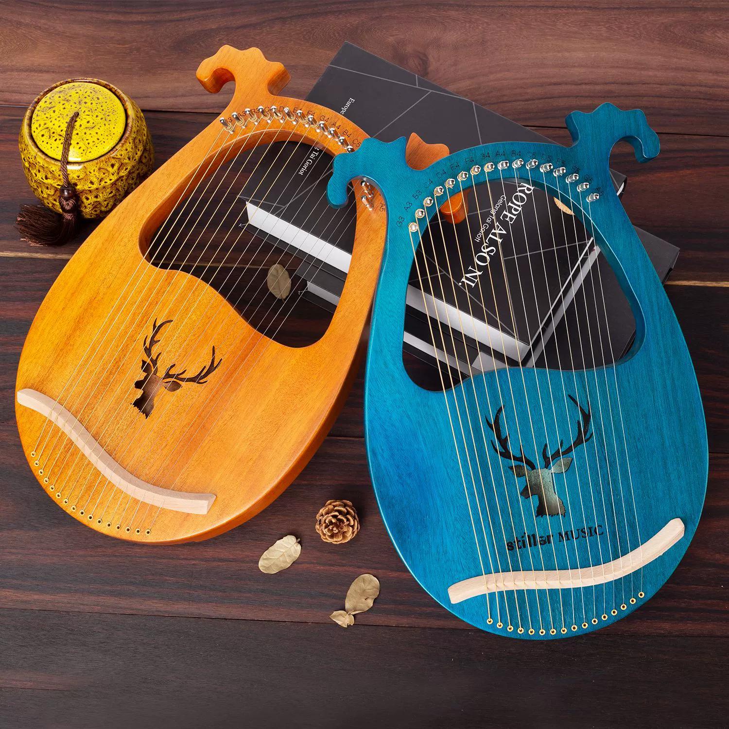 Твердая древесина полная Одиночная 16 струнная 19 струнная Лира портативная Лира 16 струнная маленькая Лира Начинающий музыкальный инструмент оптом