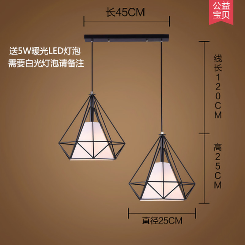 Lámpara de Techo Moderna Nórdica Minimalista para Restaurante, Creativa de Tres Cabezas, Iluminación Comercial para Tiendas, Arte de Iluminación con Barras de Hierro y Diamantes