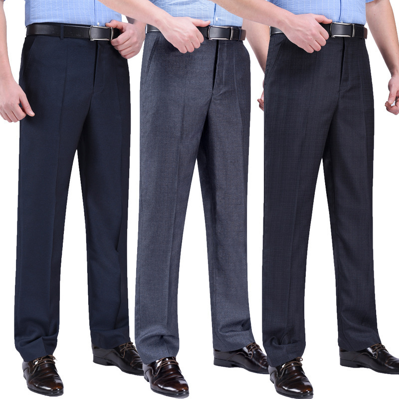 Spring and Summer New Middle-aged Men's Pants High Waist Loose Business Thin plus size Pants Casual Pants for the Elderly