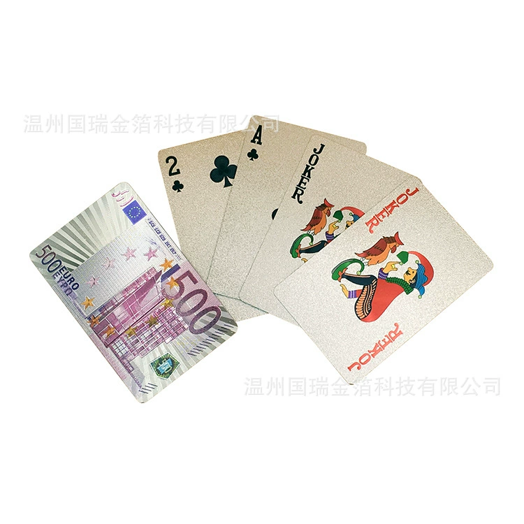 Евро 500 серебряная фольга золотая фольга покер водонепроницаемый креативный тисненый покер