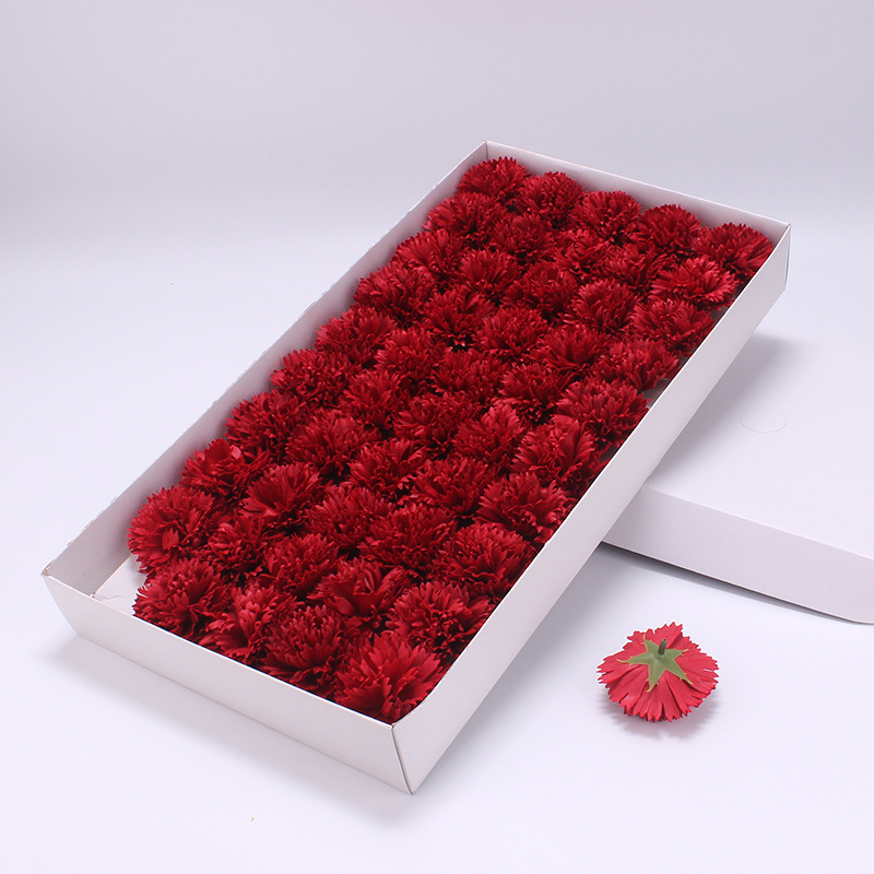 Flores artificiales de jabón, cabezas de flores de jabón para el Día de la Madre, claveles de jabón simulados con materiales para envolver flores, ramo de flores simuladas