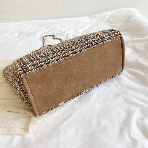 Yuezi cross-border new Korean style women's bag Yuezi pattern contrasting color chain bucket bag portable shoulder crossbody large bag