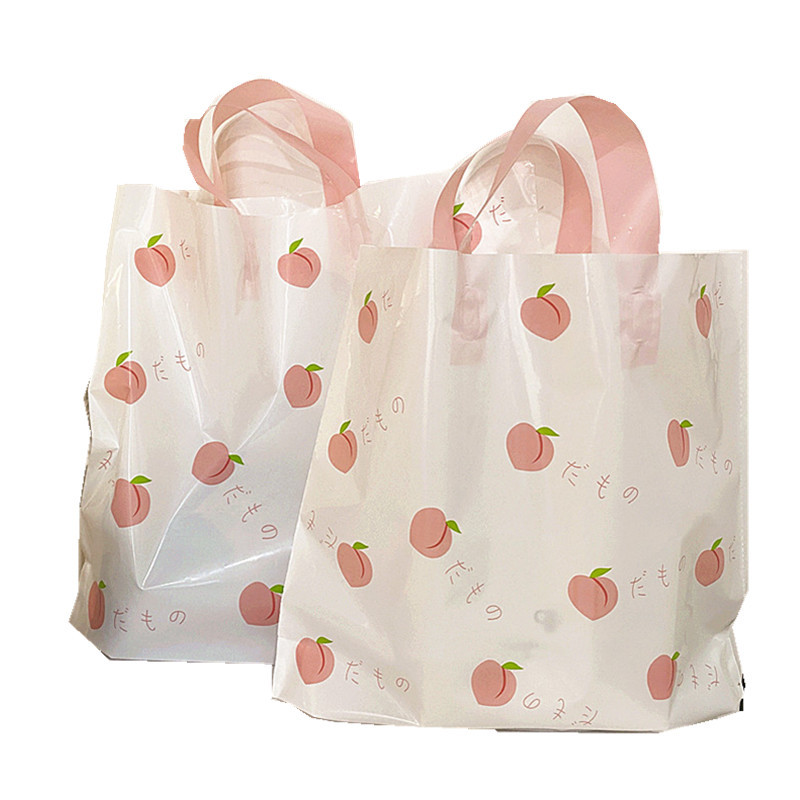 INS Internet celebridad verano melocotón patrón bolsa de plástico coreano tienda de ropa bolso de los niños bolsa de regalo