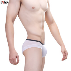 New Cotton Pouch Sexy Transparent Mesh Net Eye Classic Lace Waist Men's Briefs 13011 