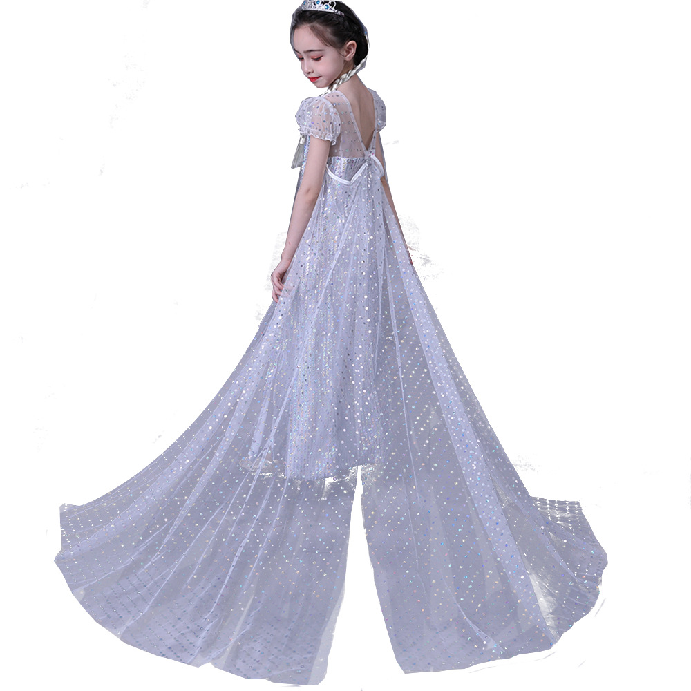 Frozen Frozen 2 Princess Aisha Dress elsa Dress Girl's Sequin Mesh Dress Removable Cape