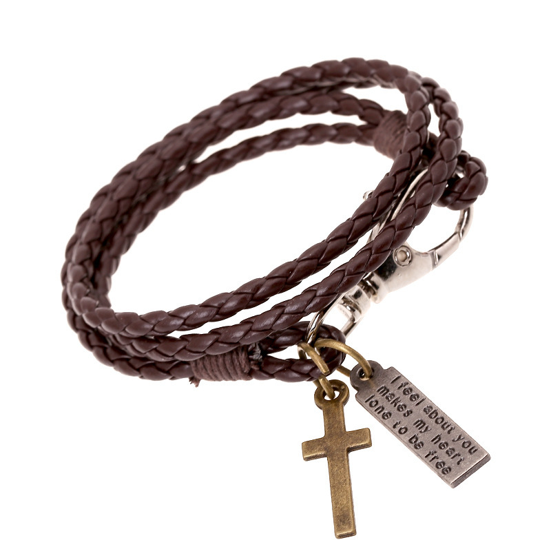 Aliexpress Cross-Border Hot-Selling Pu Woven Leather Bracelet, Simple Double-Circle Couple Style Faux Leather Bracelet, Punk Jewelry Aliexpress Cross-Border Hot-Selling Pu Woven Leather Bracelet, Simple Double-Circle Couple Style Faux Leather Bracelet, Punk Jewelry