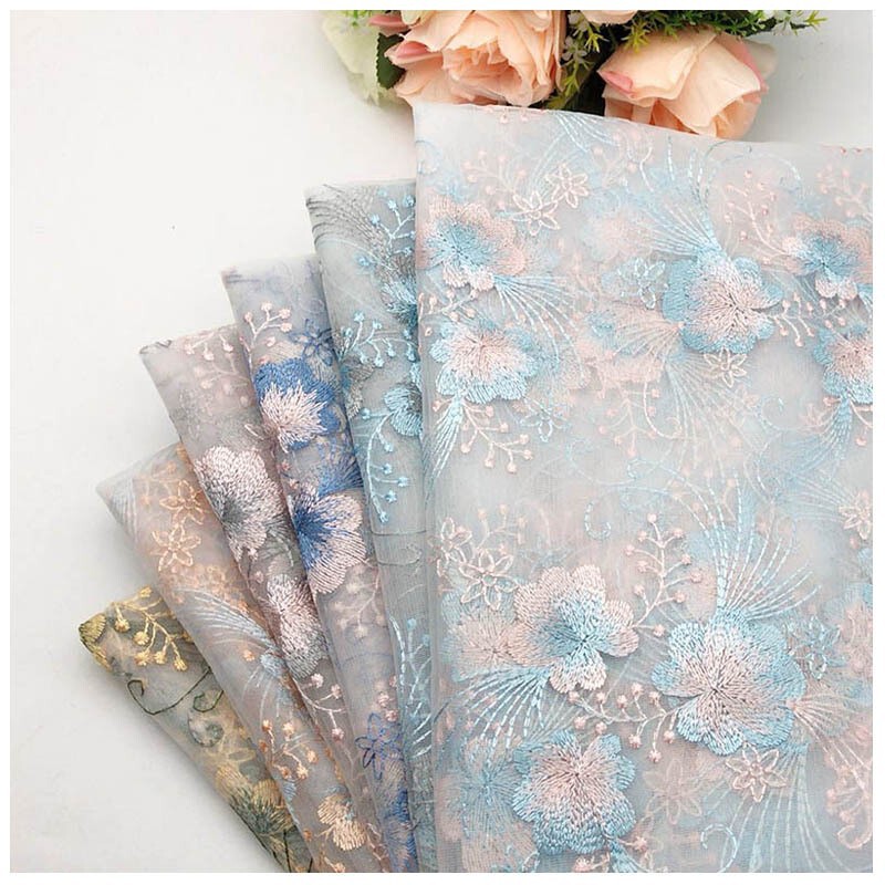 Mesh Lace Three-dimensional Flower Embroidery Embroidered Cloth dress Wedding Dress Hanfu Cheongsam Bag Garment Fabric Mesh Lace Three-dimensional Flower Embroidery Embroidered Cloth dress Wedding Dress Hanfu Cheongsam Bag Garment Fabric