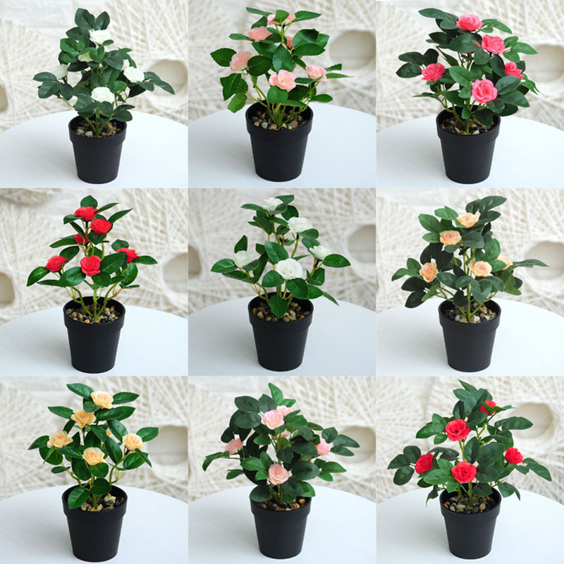 Flor artificial flor artificial bonsai decoración sala de estar comedor planta verde Decoración de mesa maceta planta Flor de seda Flor de plástico