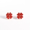 Zirconium, earrings, silver needle, four-leaf clover, simple and elegant design, silver 925 sample