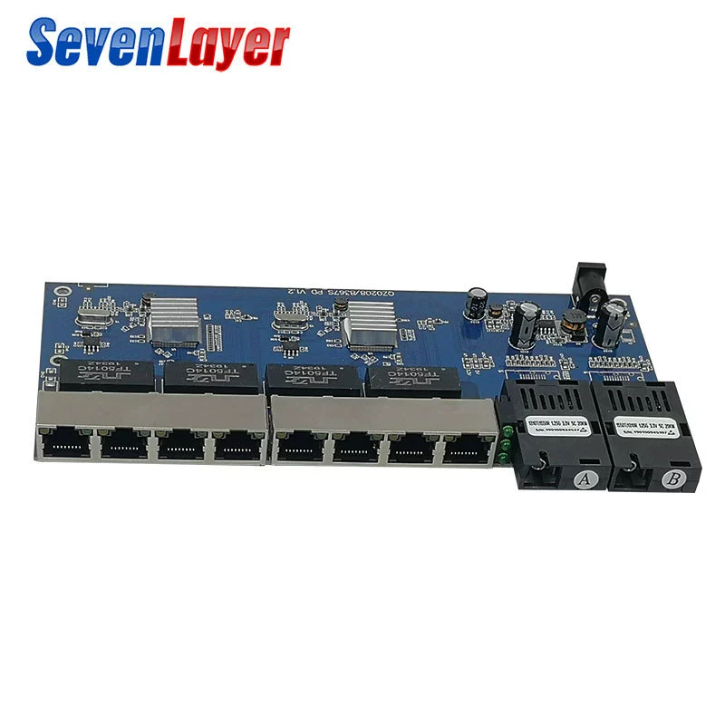 Gigabit reverse POE switch 2 light 8 electric PCBA motherboard 2SC8lan 2fo8e reverse switch