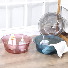 家用透明加厚塑料盆 摔不破大号透明水晶塑料盆 圆形PP塑料洗漱盆