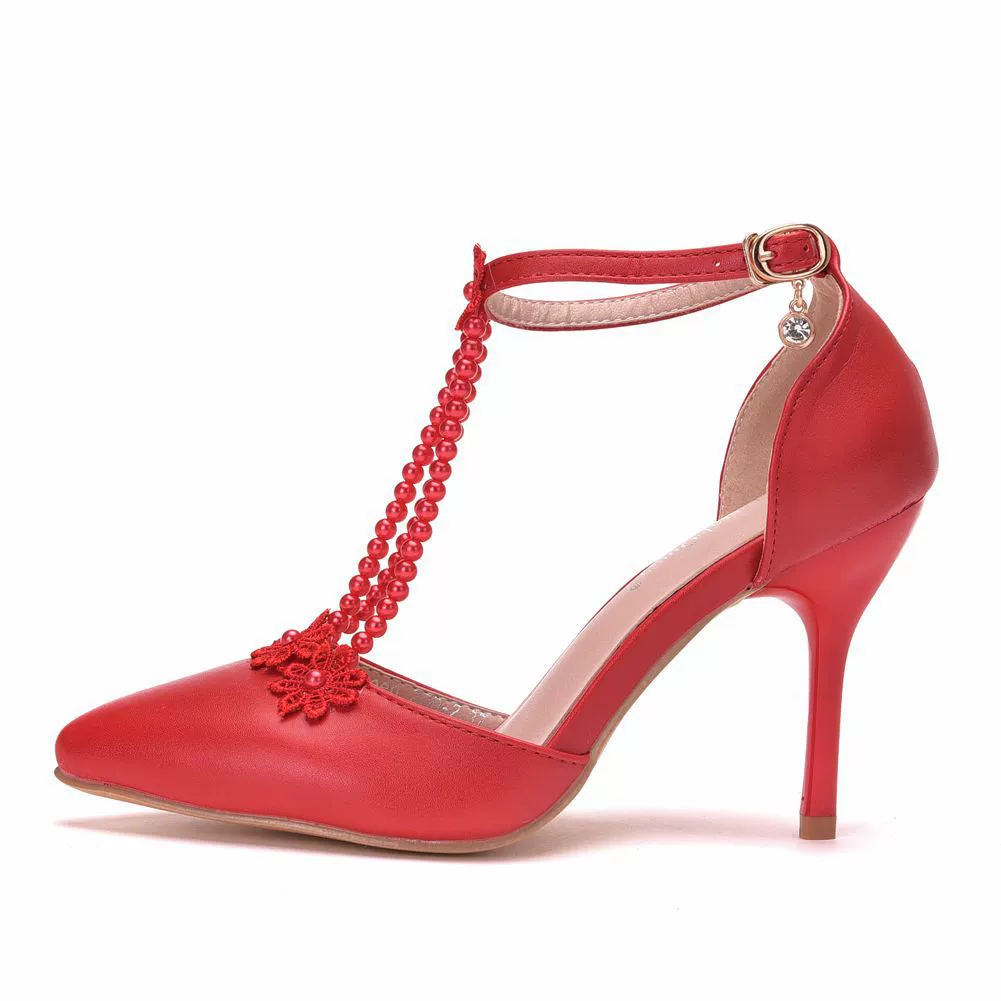 Stiletto heels, sandals with a strap, plus size