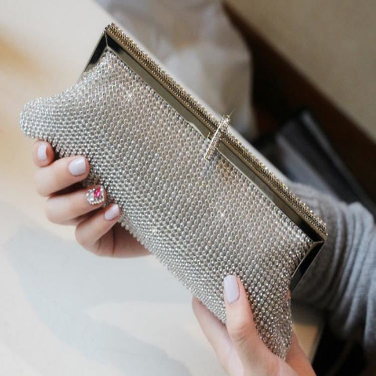 Bolso de noche brillante con diamantes de imitación para mujer clutch de novia boda y banquete