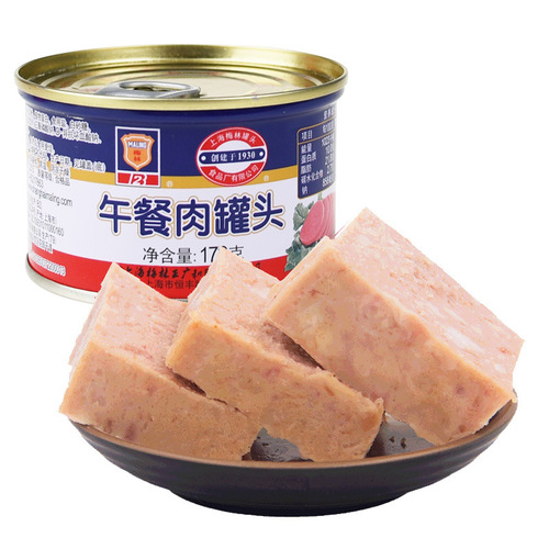 上海梅林午餐肉罐头170g/罐 户外代餐肉制品早餐煎饼方便速食