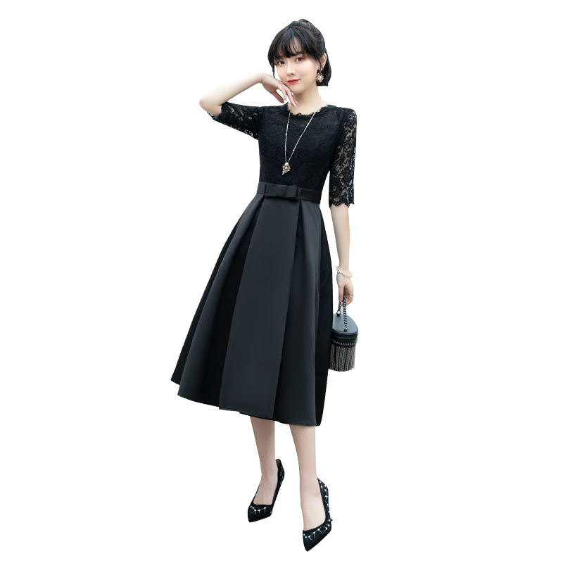 Vestido de noche de banquete para mujer 2024 Nuevo vestido elegante de media manga SLIM-Fit adelgazante vestido de media longitud multicolor opcional