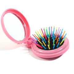 兒童可愛卡通小馬圓形彩色梳齒氣囊梳子便攜摺疊氣墊梳鏡一體