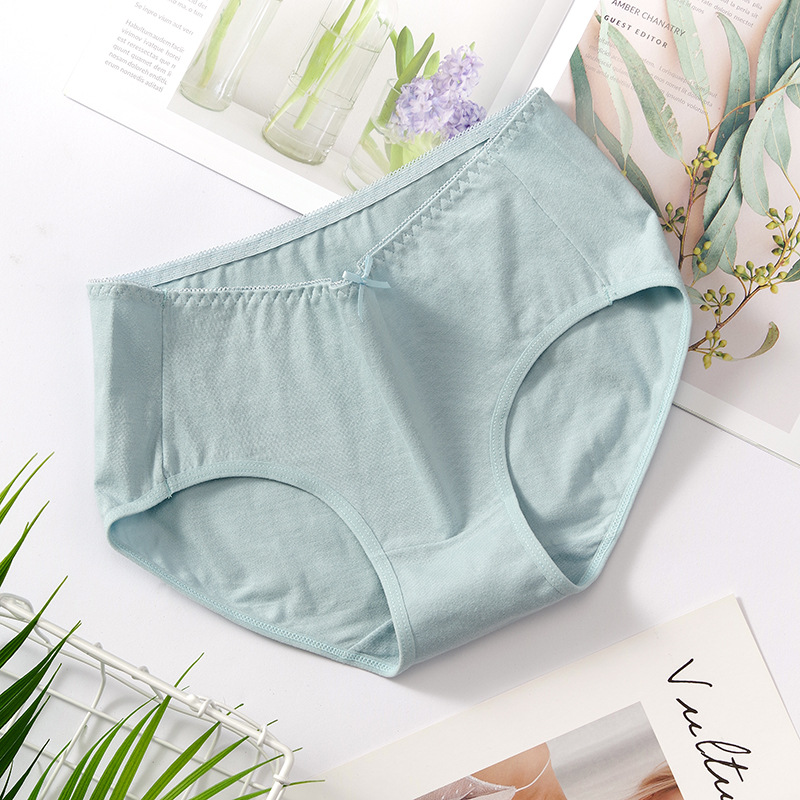 Bragas de mujer con bonito lazo, calzoncillos de mujer de algodón transpirables de cintura media.