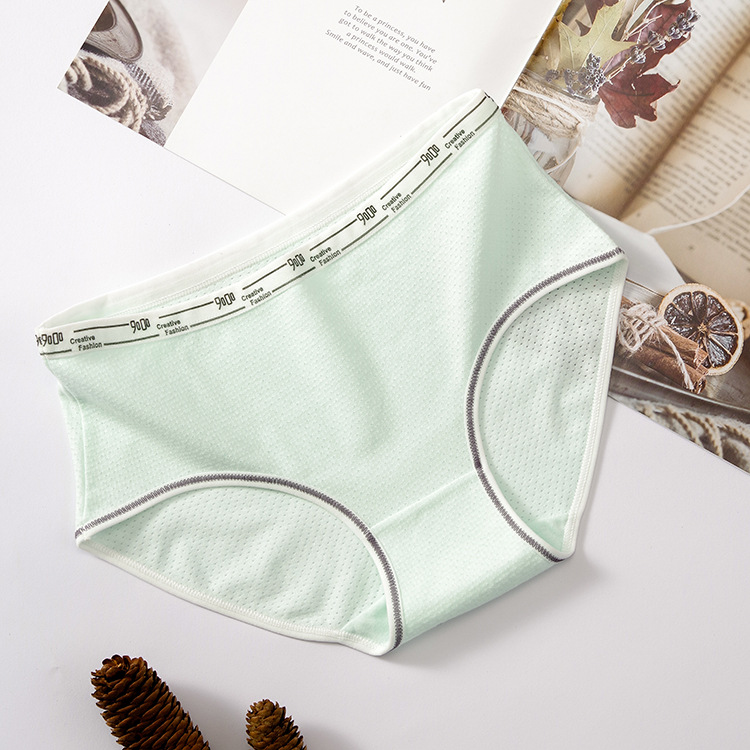 Simple malla transpirable ropa interior de algodón de mujer media cintura ropa interior ultra-fino transpirable cómodo cadera elevación de color sólido calzoncillos de las mujeres