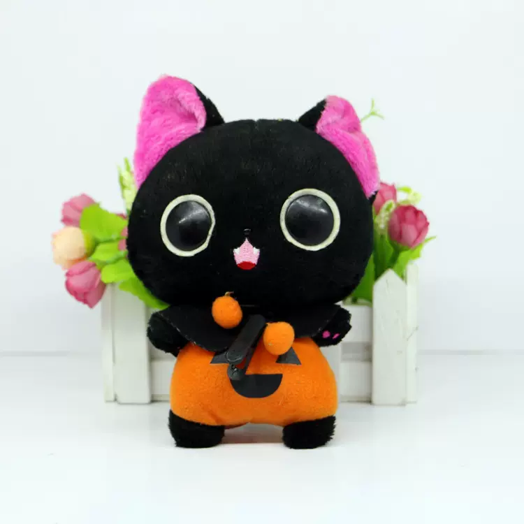 创意可爱黑猫咪毛绒玩具 可来图来样定制可印logo