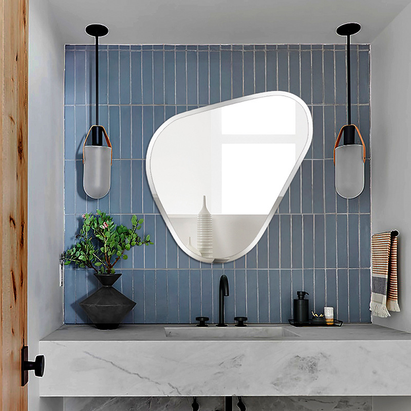 Light Luxury Bathroom Mirror Toilet Cosmetic Mirror Irregular Mirror Designer Wall-Hanging Decorative Mirror Creative Entrance Mirror