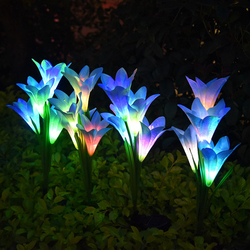 led solar lily lanterns outdoor villa courtyard garden lights solar simulation lanterns lawn lights