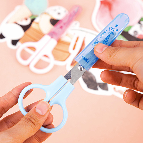Deli 6021 student scissors stainless steel children's paper cutting scissors small art scissors stationery scissors