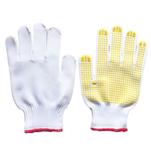 Labor protection gloves, thick cotton yarn gloves, nylon gloves, moving wear-resistant protective glue gloves, anti-slip bead gloves 