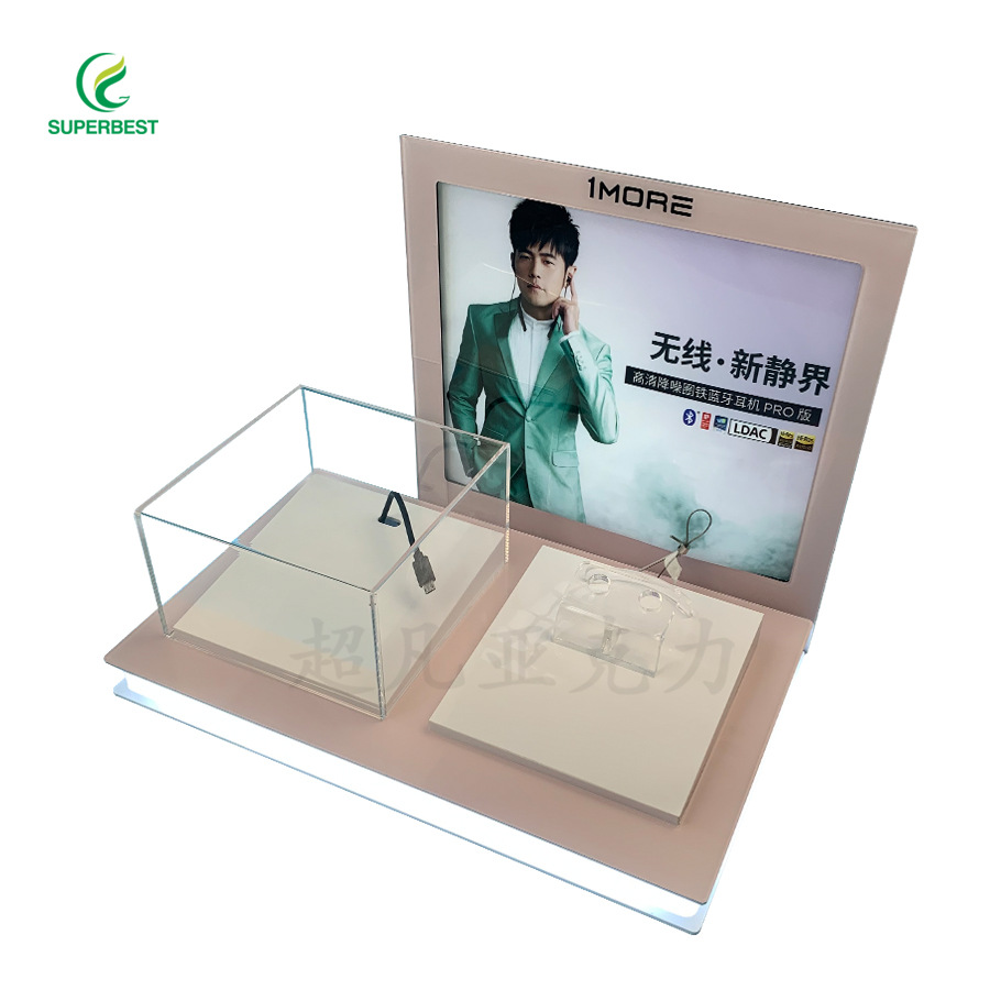 耳机展示陈列架 有机玻璃蓝牙耳机展架 挂脖围脖蓝牙耳机展示架