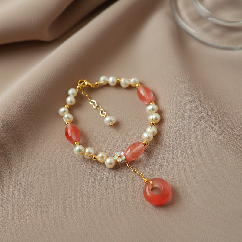 Fashionable elegant cute brand crystal bracelet pearl