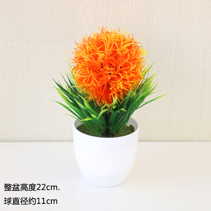 Artificial Flower Bonsai Plastic Plant Flower Potted Living Room Decoration Flower Ball Green Planting Dining Table Office Interior Decoration