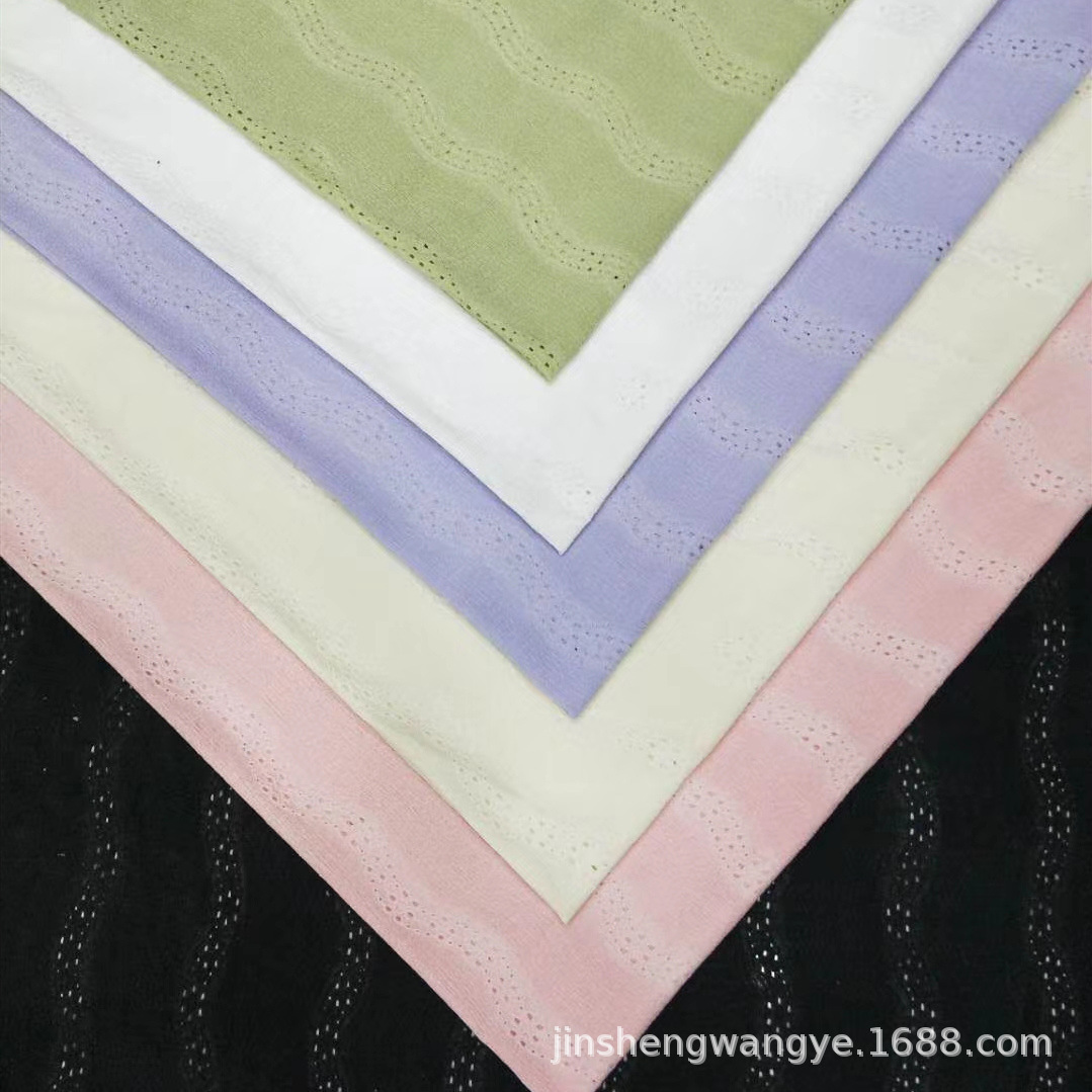 春夏季新款涤氨粗针网布弹力皱皱布针织面料女装童装布料欢迎议价