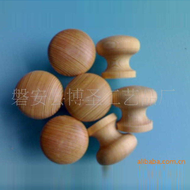 实木圆形榉木木拉手抽屉木把手单孔木拉手家具橱柜蘑菇头木拉手