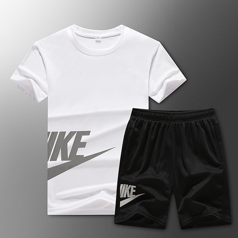 Verano casual ropa deportiva traje de los hombres de secado rápido de dos piezas de manga corta ropa de moda traje deportivo suelto hombres