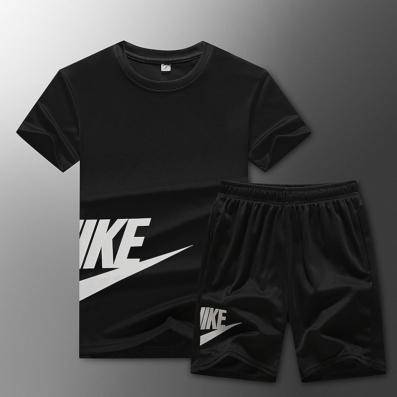 Verano casual ropa deportiva traje de los hombres de secado rápido de dos piezas de manga corta ropa de moda traje deportivo suelto hombres