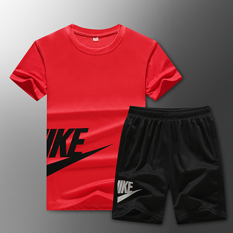 Verano casual ropa deportiva traje de los hombres de secado rápido de dos piezas de manga corta ropa de moda traje deportivo suelto hombres