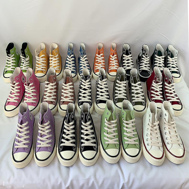 2026 Spring Classic Retro High-Top Canvas Shoes for Women, Vintage 1970S Triple Vulcanized Glossy Ins-Style Sneakers for Men