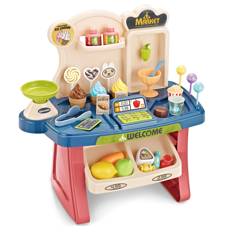 Transfronterizo mini supermercado de compras para niños helado caramelo ventas cajero juego casa Juguetes