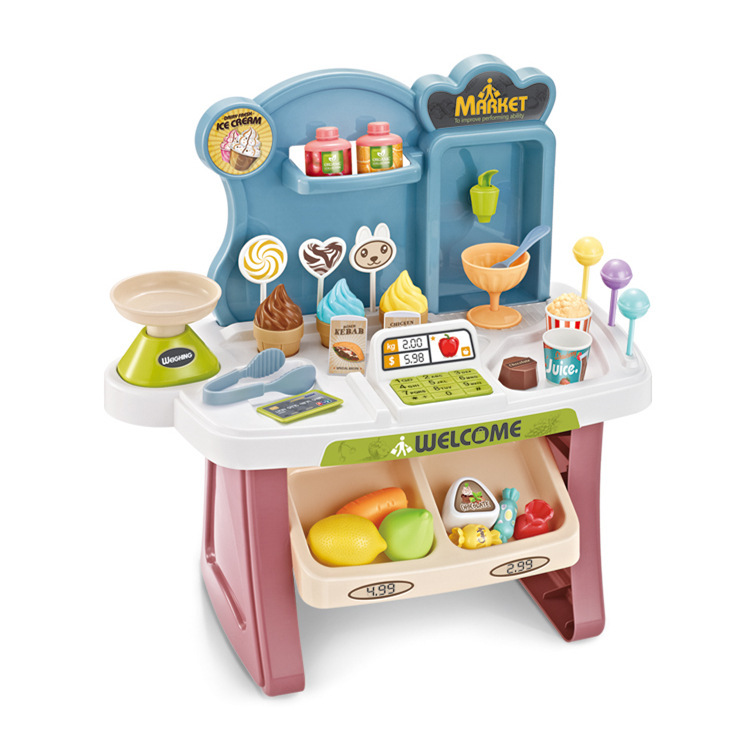 Transfronterizo mini supermercado de compras para niños helado caramelo ventas cajero juego casa Juguetes