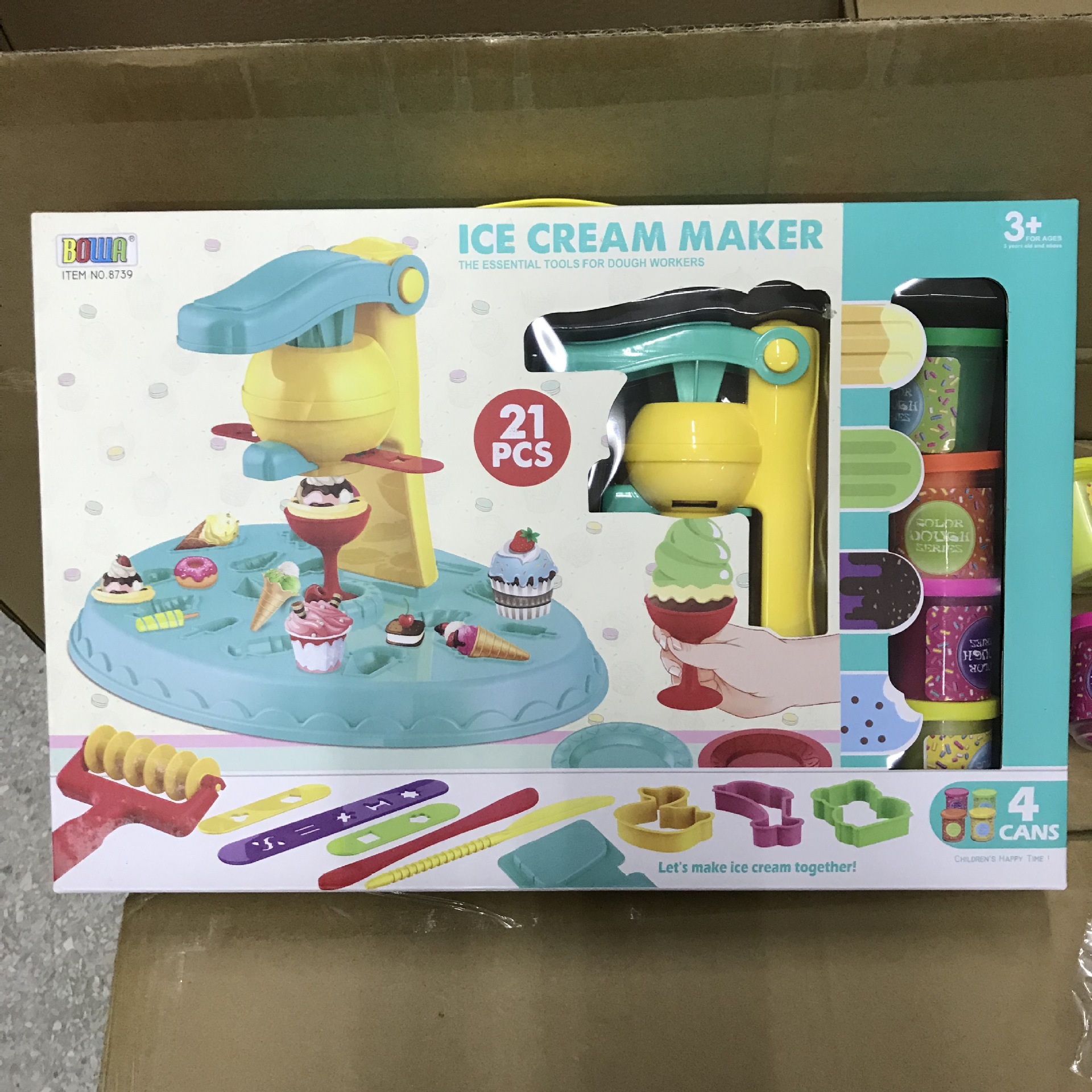 Los niños creativos hechos a mano DIY plastilina arcilla máquina de helados de arcilla de color herramientas juego casa Juguetes