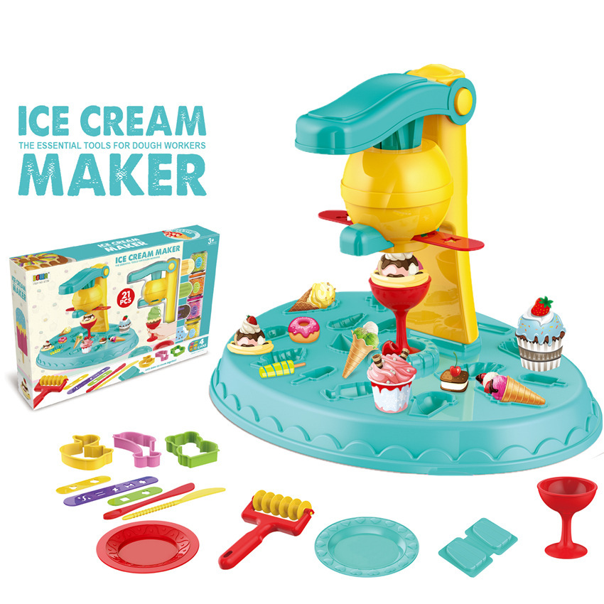 Los niños creativos hechos a mano DIY plastilina arcilla máquina de helados de arcilla de color herramientas juego casa Juguetes