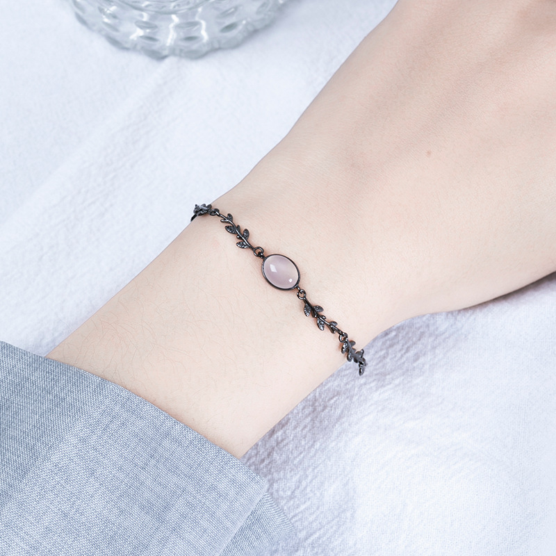 Wanying Jewelry Leaf Bracelet Women's S925 Sterling Silver Korean Style Mori Style Girlfriend Gift ins Cold Style Light Luxury Accessories