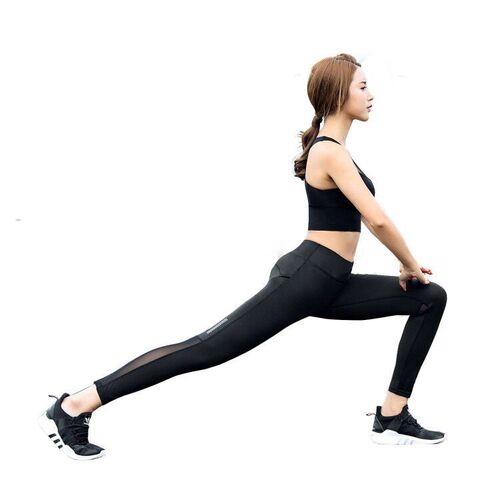 High waist hip lifting yoga fitness pants women's nine-point mesh sports pants sexy outer wear running quick-drying 7-point tights