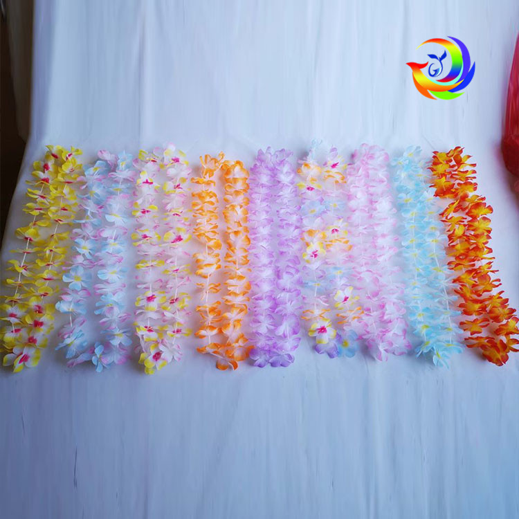 Guirnalda hawaiana directa de la fábrica tela de color mezclado Garland multi-color muestra gratis en stock suficiente