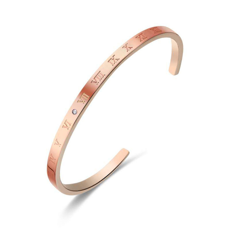 Love Bracelet in Time Roman Numbers Rose Gold Diamond Bracelet Casual Real Diamond C-Shaped Open Bracelet Love Bracelet in Time Roman Numbers Rose Gold Diamond Bracelet Casual Real Diamond C-Shaped Open Bracelet