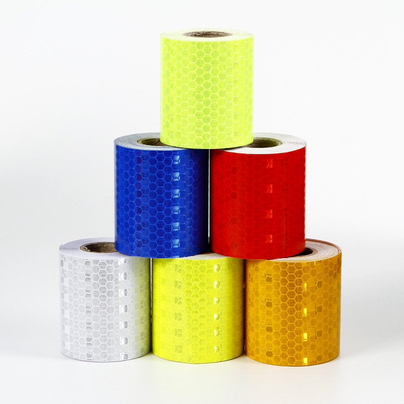 现货彩色汽车反光贴纸批发安全警示晶格反光贴纸高亮反光警示胶带