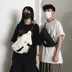 Chest Bag Men's Streetwear Canvas Large Capacity Single Shoulder Bag Men's Backpack Casual Personality Crossbody Bag New Hip Hop Waist Bag