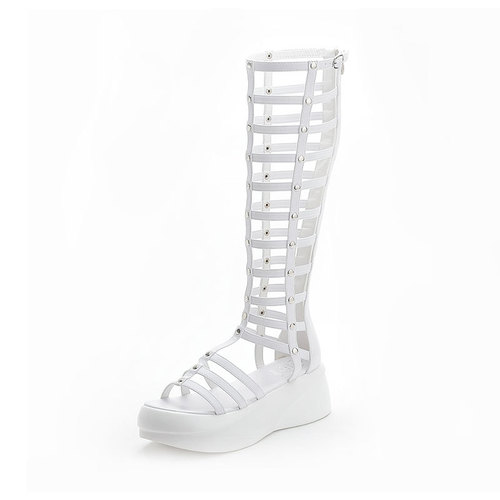 Roman sandals for women summer  new style high tube thick heel Korean style hollow thick sole platform sandals for women women's shoes waterproof platform sandals for women