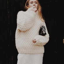 ŷ��INS���ֹ���֯������ͷ�ﶬ�Ӻ����ë��Ůsweater