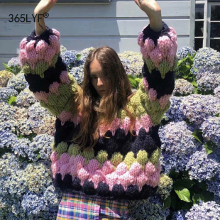 ���ֹ�ins�����ְ�ᘲ�ɫ㼑����^�Ӻ�ë��Ů����sweater