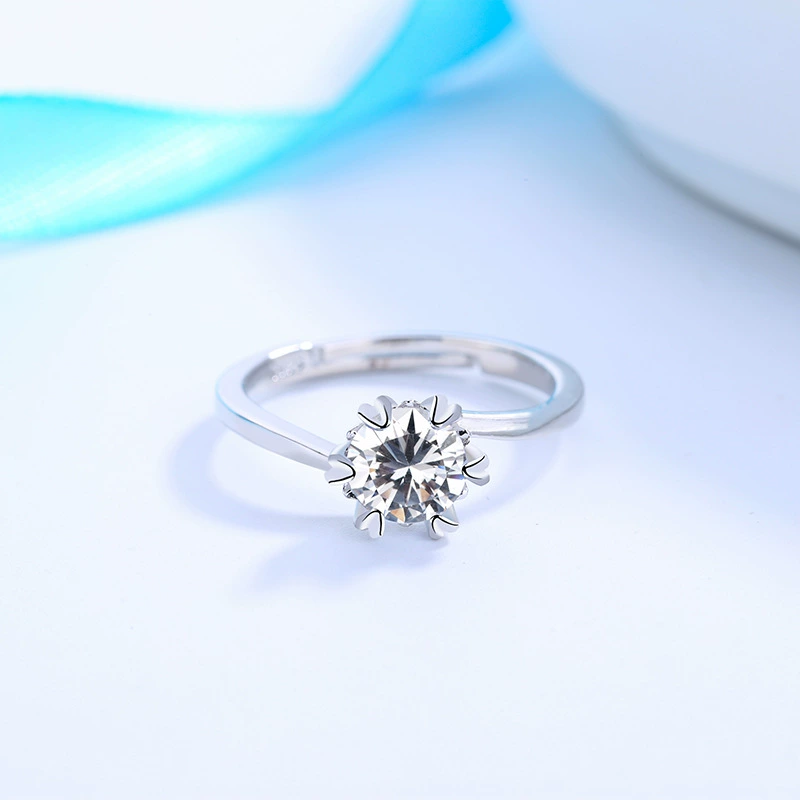 Copper ring with zircon, fashionable accessory, bright catchy style